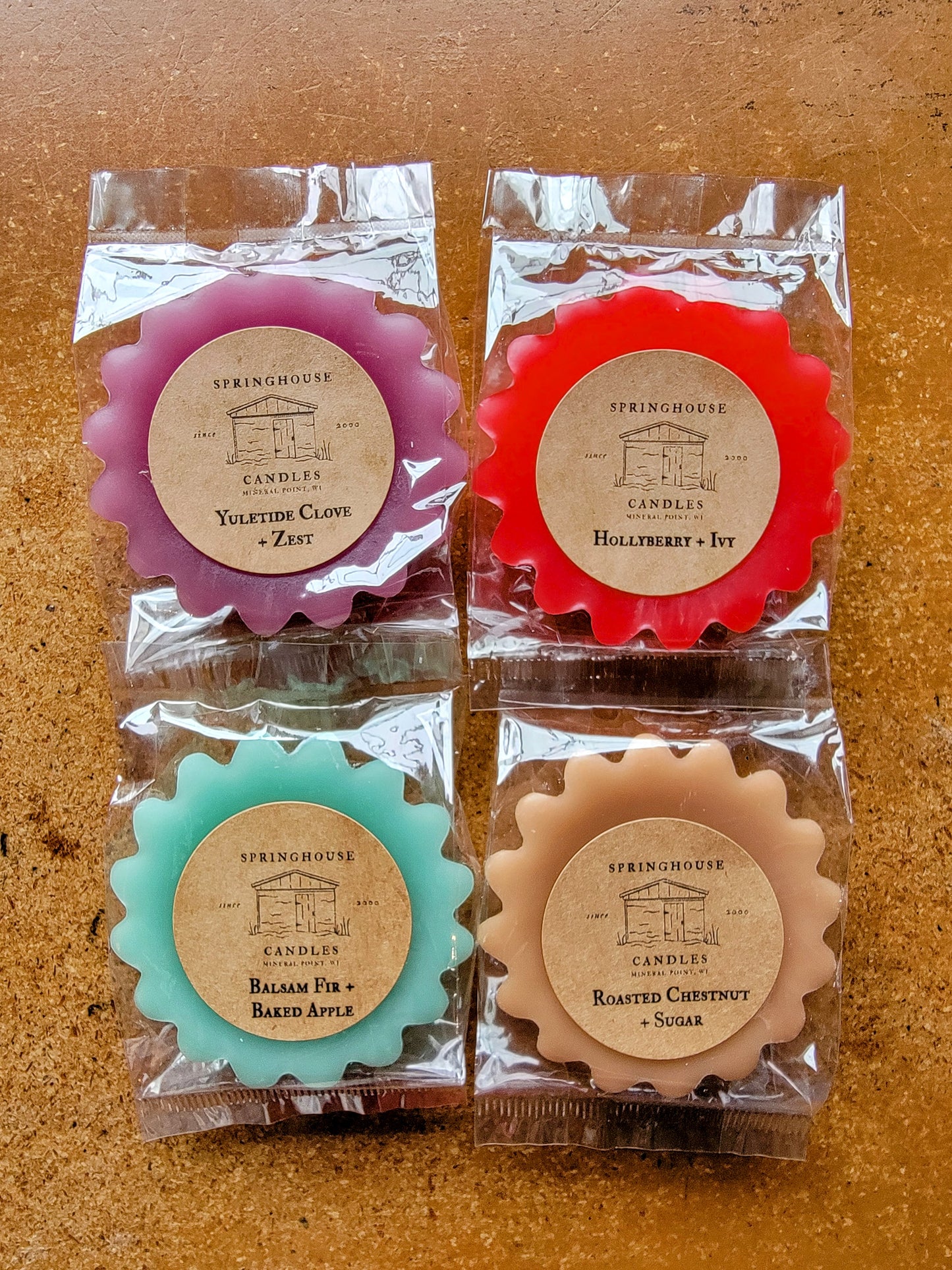 Winter Seasonal Flight of 4 Handcrafted Wax Melts